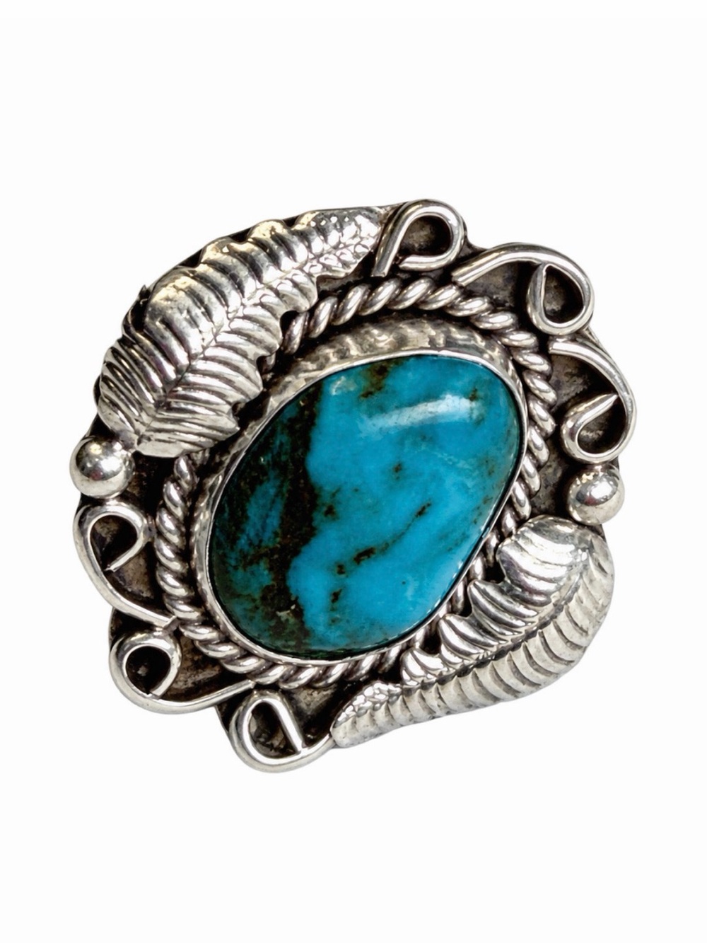Sterling Silver Turquoise Statement Ring - size 7.5